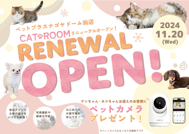 2024年11月20日(水) ペットプラス ナゴヤドーム前店  RENEWAL OPEN!