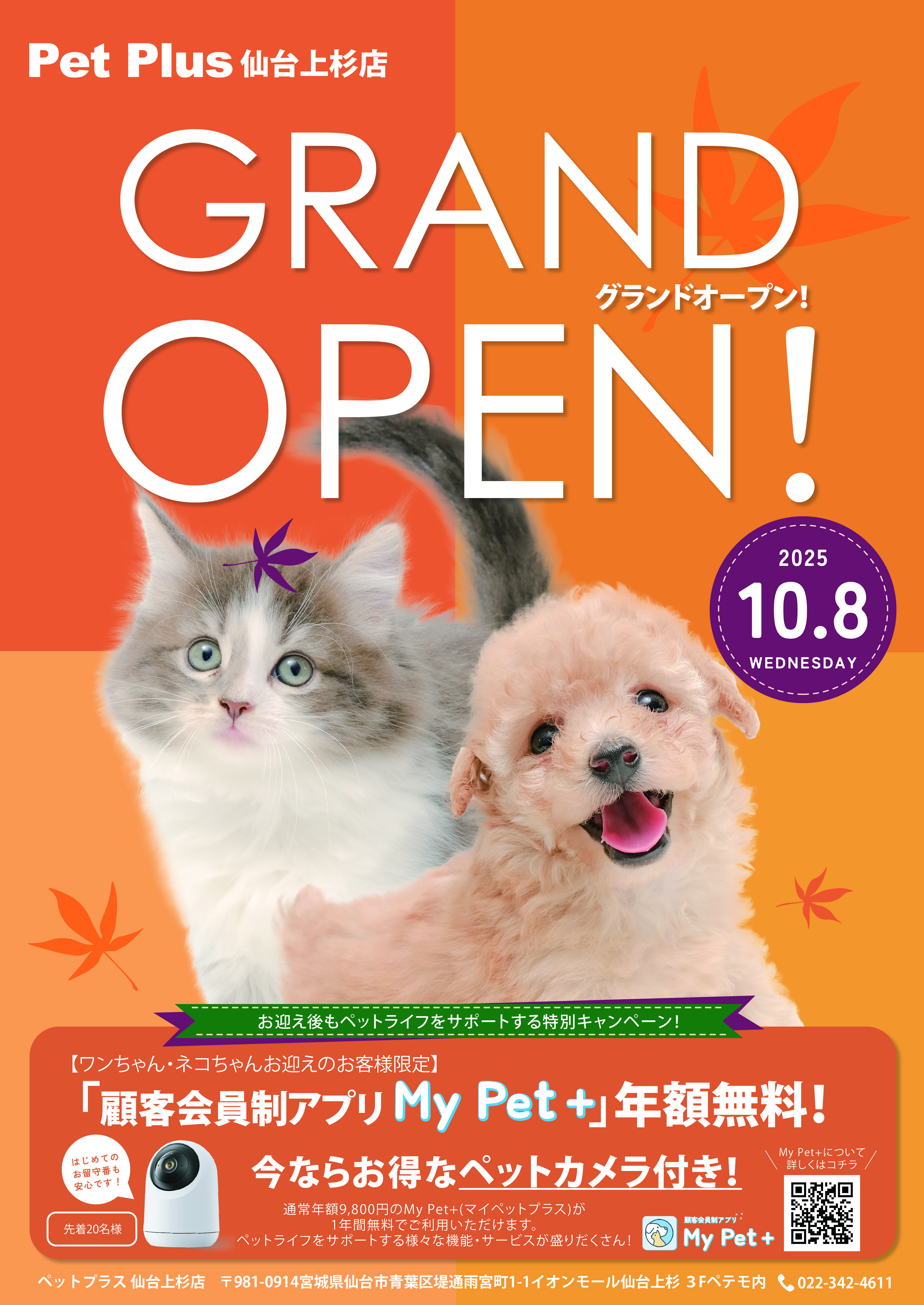 2025年10月８日(水) ペットプラス仙台上杉店 GRAND OPEN!