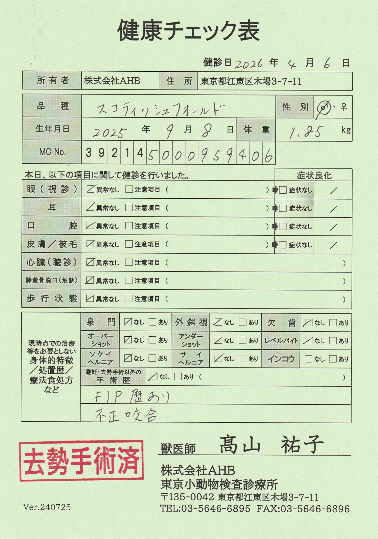 スコティッシュフォールド