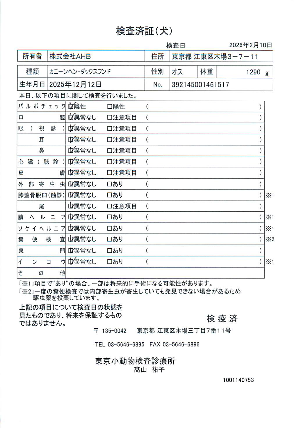 カニーンヘン・ダックスフンド