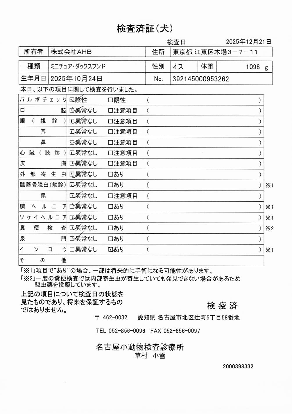 ミニチュア・ダックスフンド