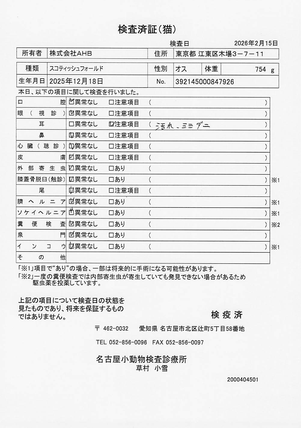 スコティッシュフォールド